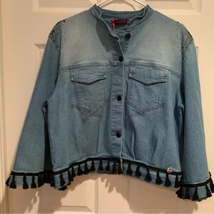Lolitas &L Blue Denim Jacket with Black Fringe Made in Portugal 🇵🇹